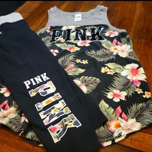 VICTORIA'S SECRET PINK BLING FLORAL SET
